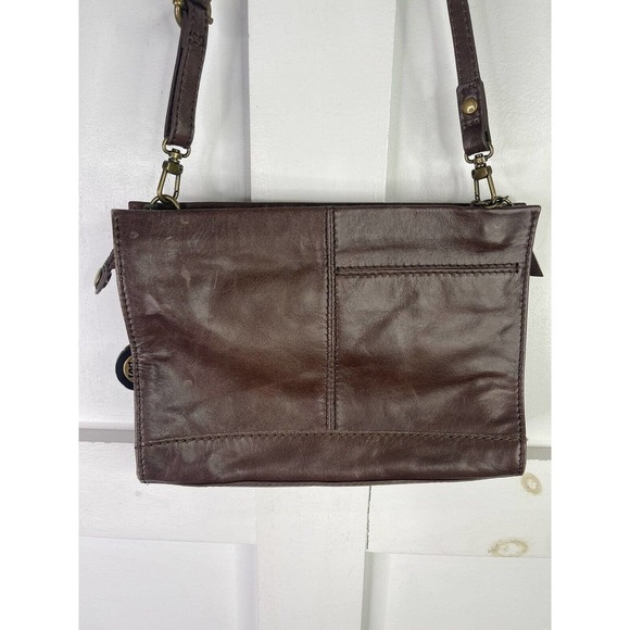 The SAK Crossbody Leather Boho Purse Bag Aztec Tribal Print Pattern Dark Brown - Picture 5 of 9